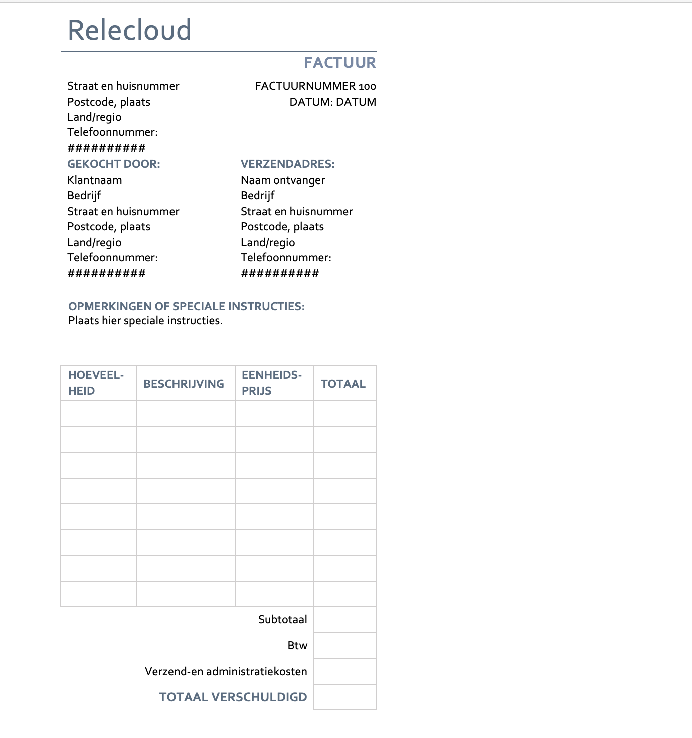 Oude factuur